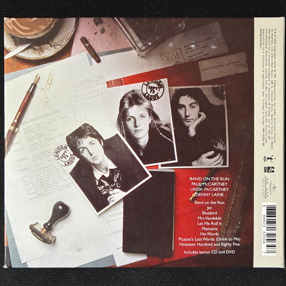PAUL MCCARTNEY & WINGS - BAND ON THE RUN (2CD+DVD) (USED CD 2010 EX+/M-)