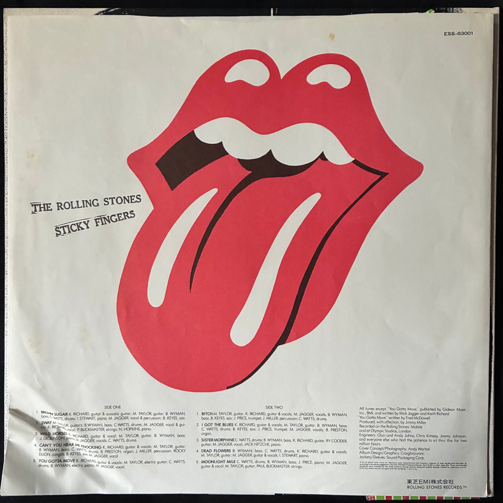 ROLLING STONES - STICKY FINGERS (WARHOL ZIPPER!) (USED VINYL 1979 JAPAN M-/M-)