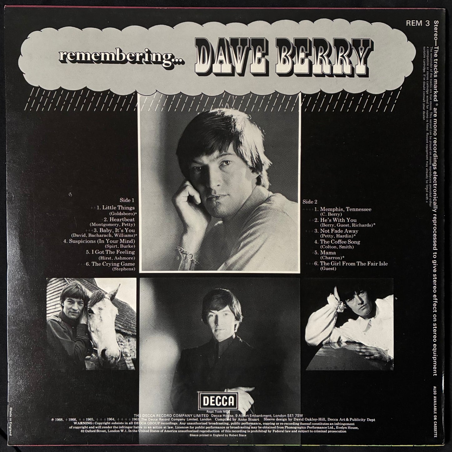 DAVE BERRY - REMEMBERING... (USED VINYL 1976 UK UNPLAYED)