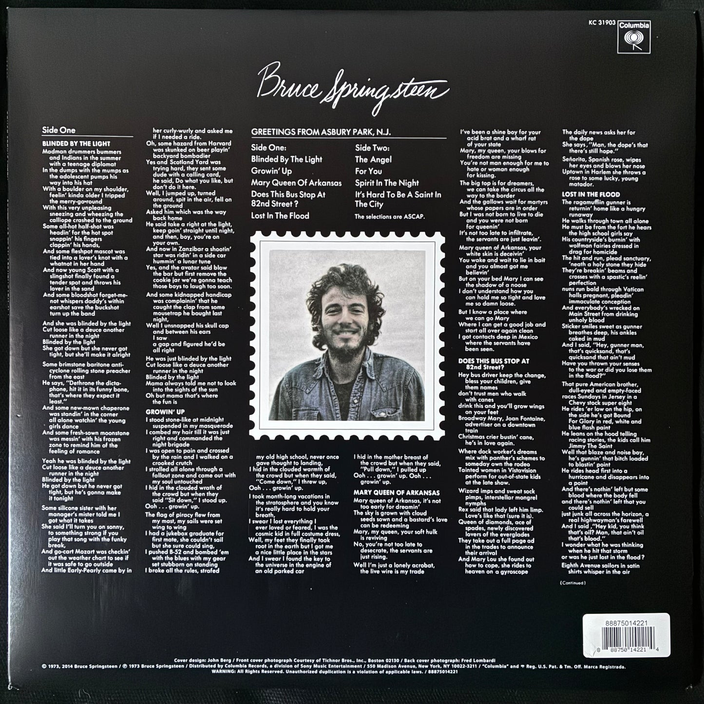 BRUCE SPRINGSTEEN - GREETINGS FROM ASBURY PARK, N.J. (USED VINYL 2014 US M-/M-)