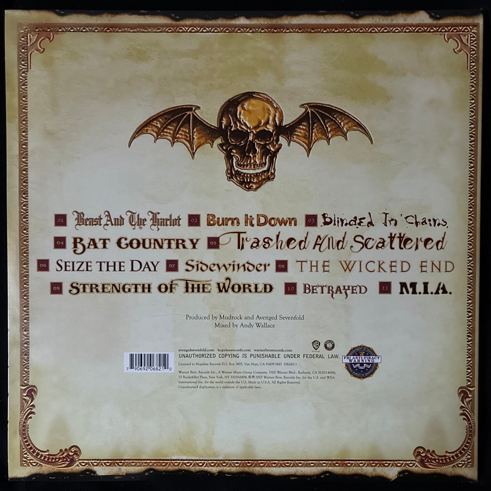 AVENGED SEVENFOLD - CITY OF EVIL (2LP) (BLACK/PURPLE COLOURED) (USED VINYL 2017 US M-/M-)