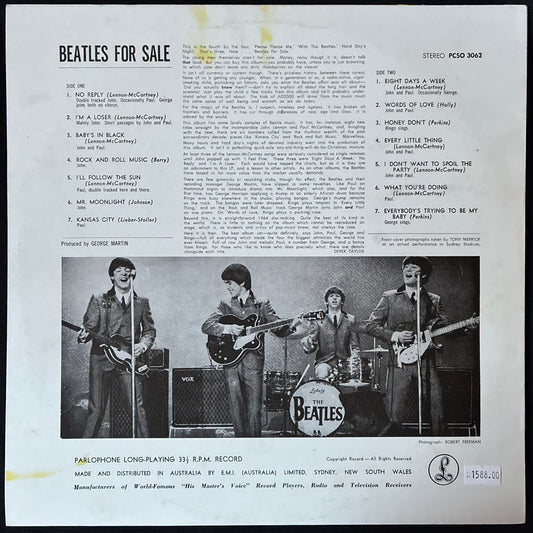 BEATLES - BEATLES FOR SALE (USED VINYL 1978 AUS M-/EX-)