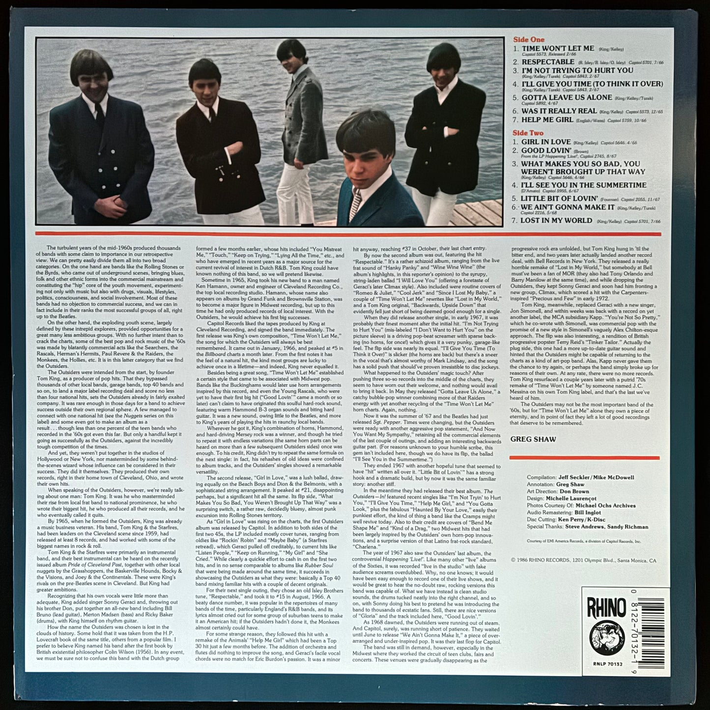 OUTSIDERS - THE BEST OF THE OUTSIDERS (USED VINYL 1986 US M-/M-)