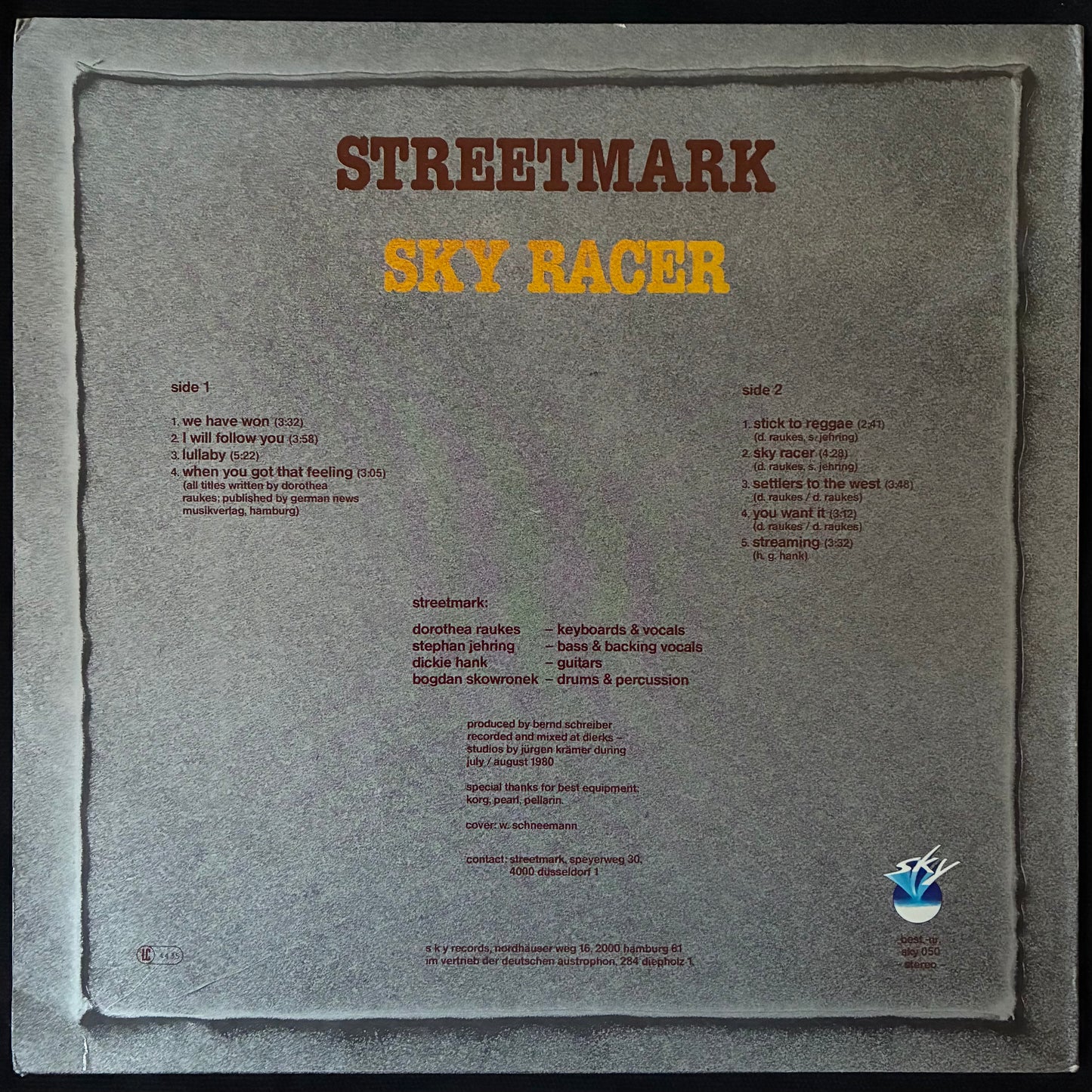 STREETMARK - SKY RACER (USED VINYL 1981 GERMANY M-/M-)