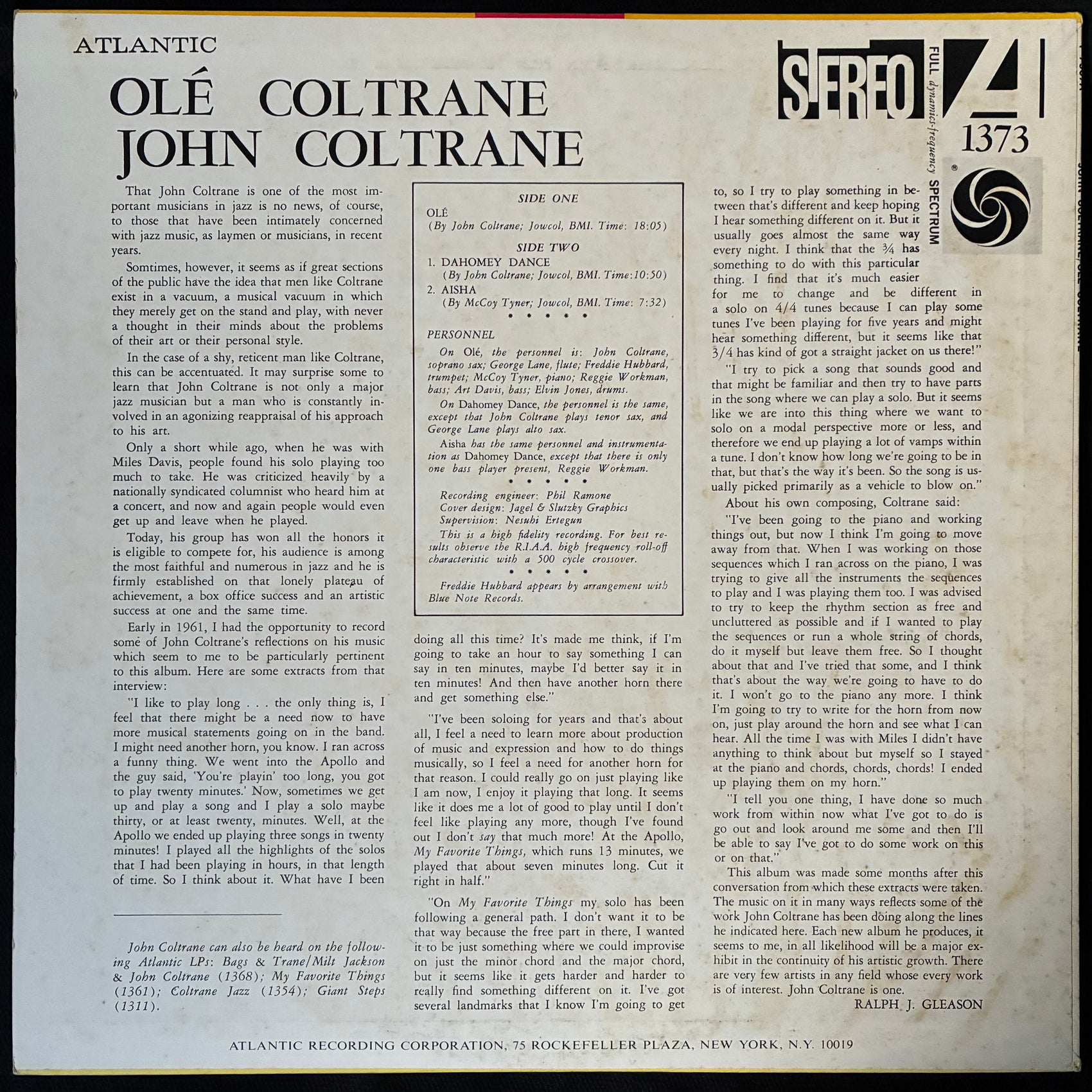 JOHN COLTRANE - OLÈ COLTRANE (USED VINYL 1976 JAPANESE M-/EX)