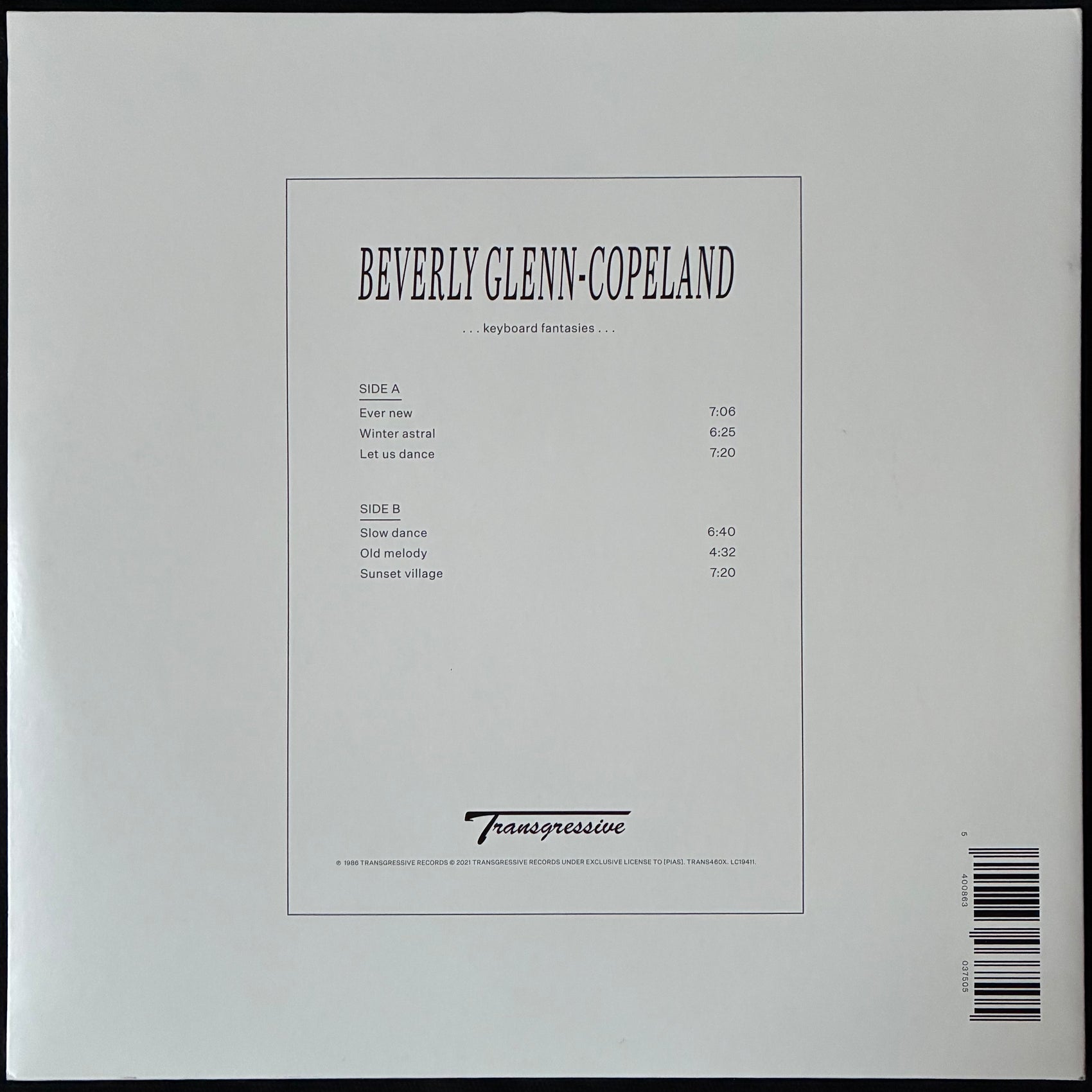 BEVERLY GLENN-COPELAND - KEYBOARD FANTASIES (USED VINYL 2021 UK M-/M-)