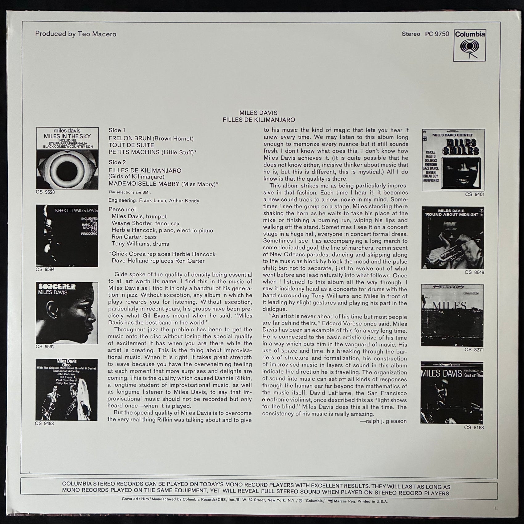 MILES DAVIS - FILLES DE KILIMANJARO (USED VINYL US M-/M-)