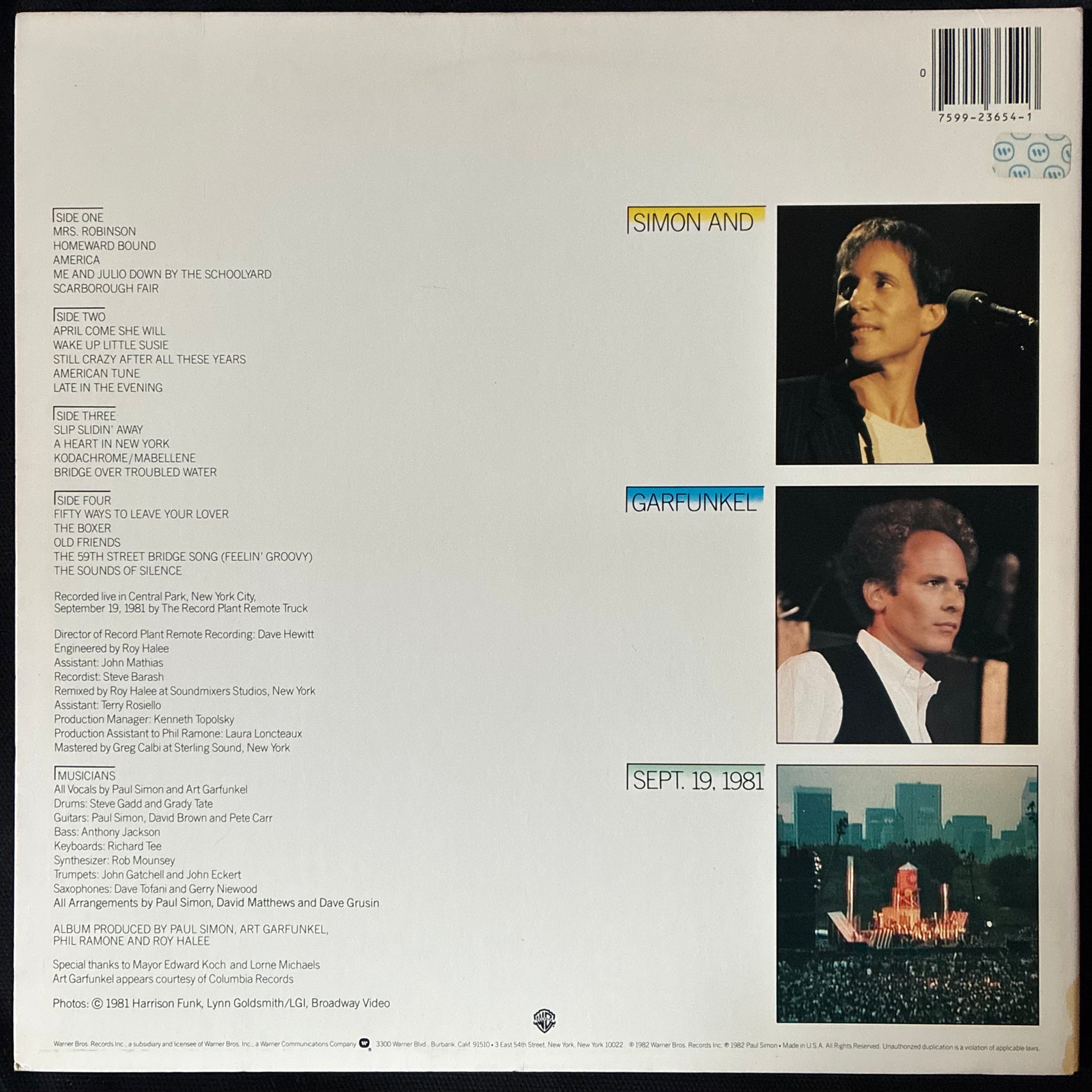 SIMON AND GARFUNKEL - THE CONCERT IN CENTRAL PARK (2LP) (USED VINYL 1981 US M-/EX+)