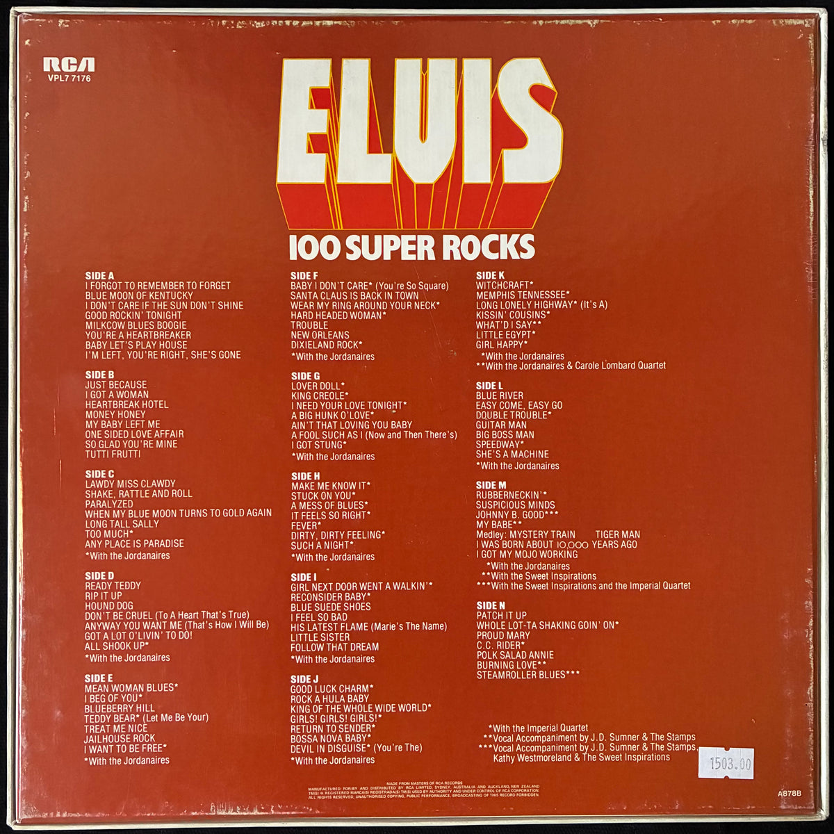 ELVIS PRESLEY - 100 SUPER ROCKS (7LP BOX SET) (USED VINYL 1976 AUS M-/EX+)