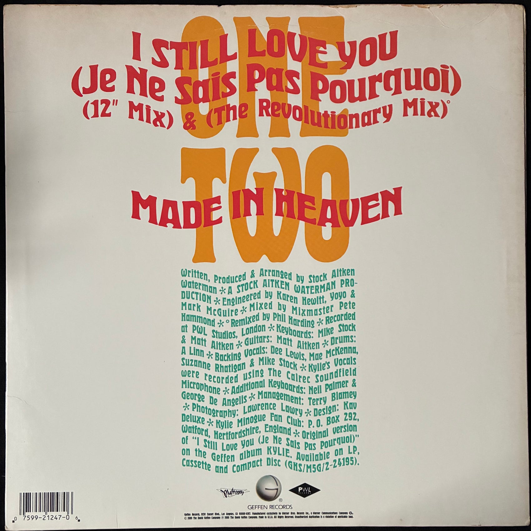 KYLIE MINOGUE - I STILL LOVE YOU (JE NE SAIS PAS POURQUOI (12") (USED VINYL 1989 US M-/EX-)