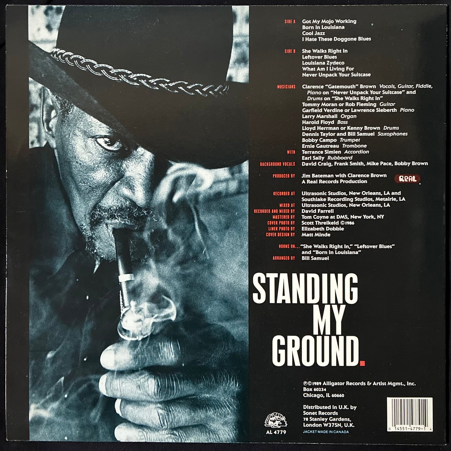 CLARENCE "GATEMOUTH" BROWN - STANDING MY GROUND (USED VINYL 1989 US M-/EX+)