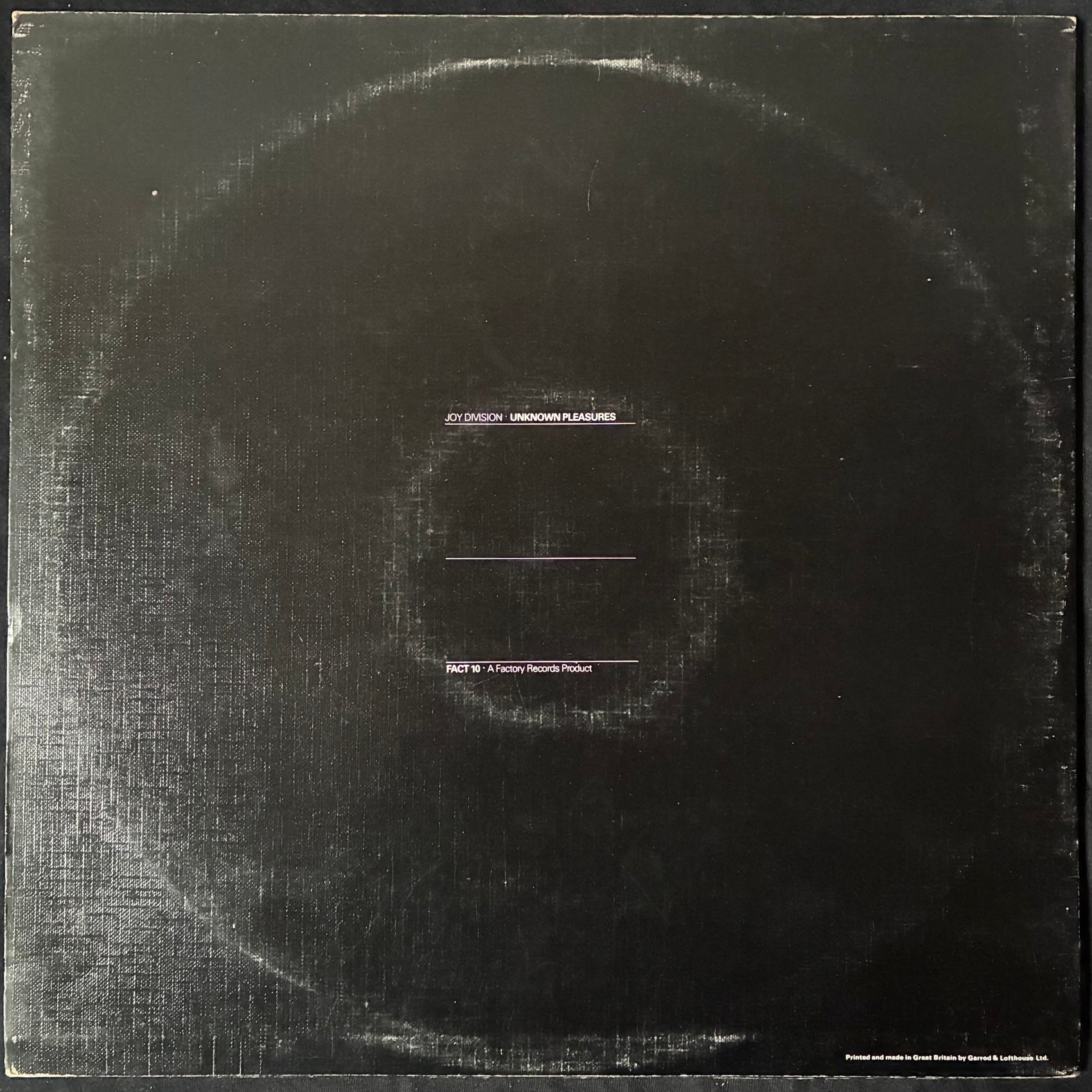 JOY DIVISION - UNKNOWN PLEASURES (USED VINYL 1979 UK EX+/EX)