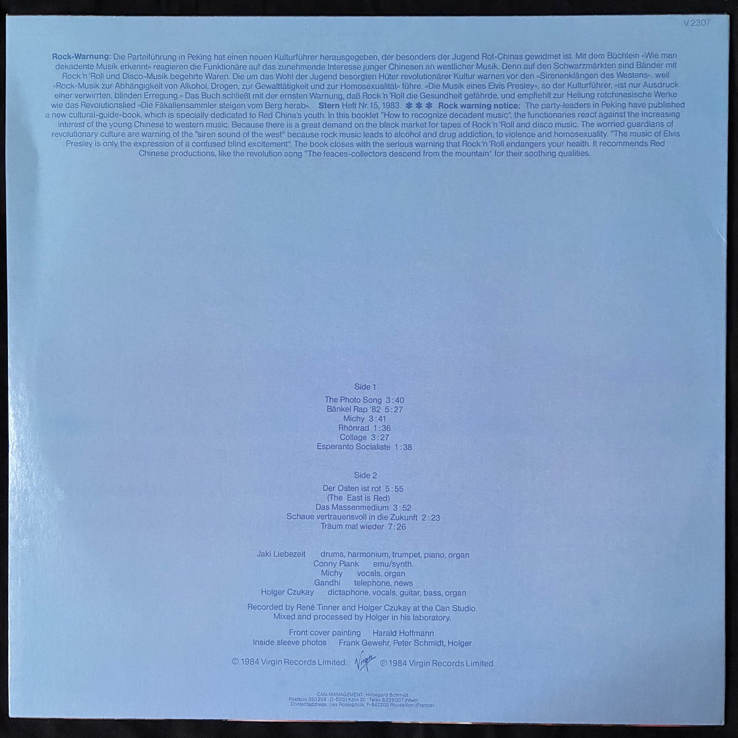 HOLGER CZUKAY - DER OSTEN IST ROT (USED VINYL 1984 AUS M-/M-)