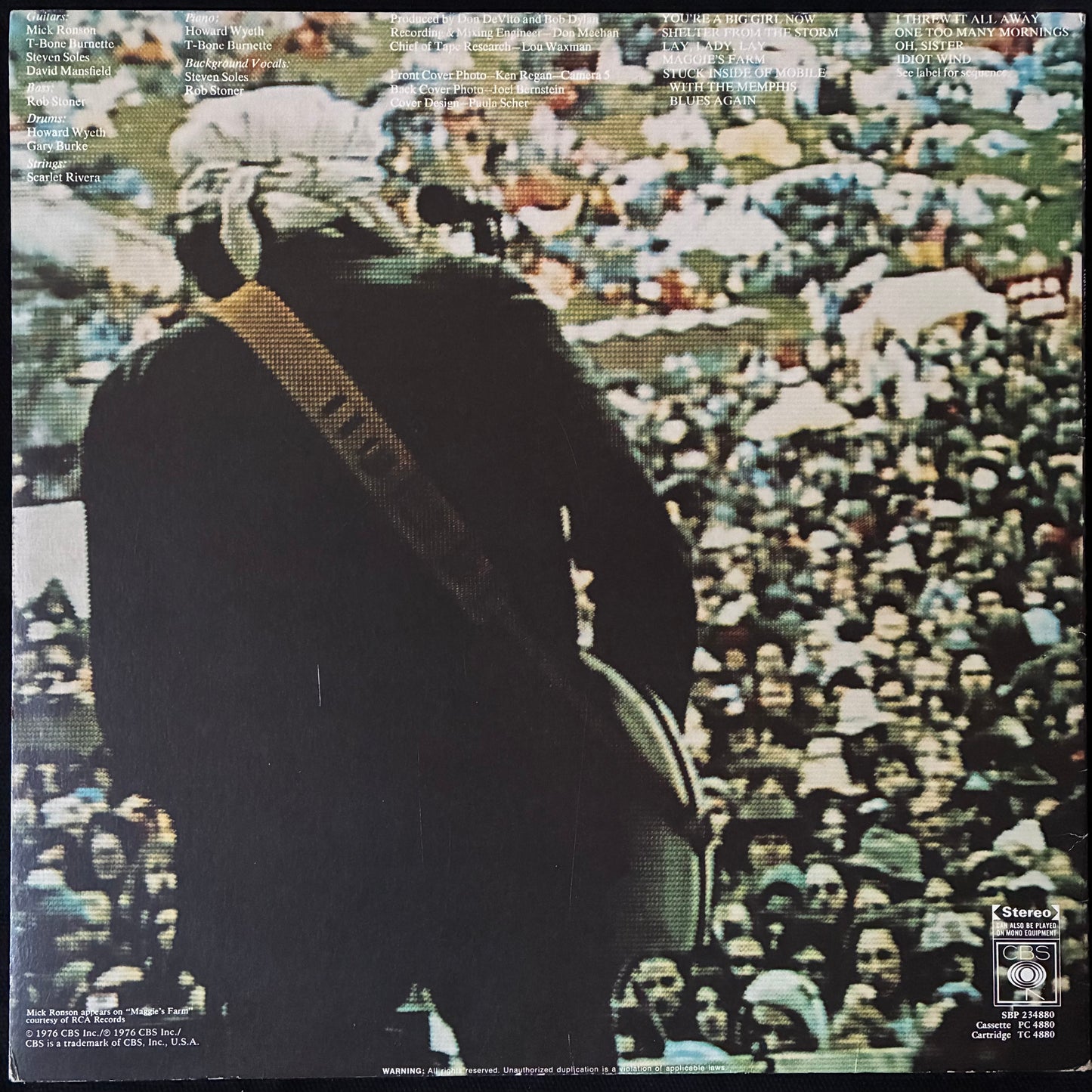BOB DYLAN - HARD RAIN (USED VINYL 1976 AUS EX+/EX+)