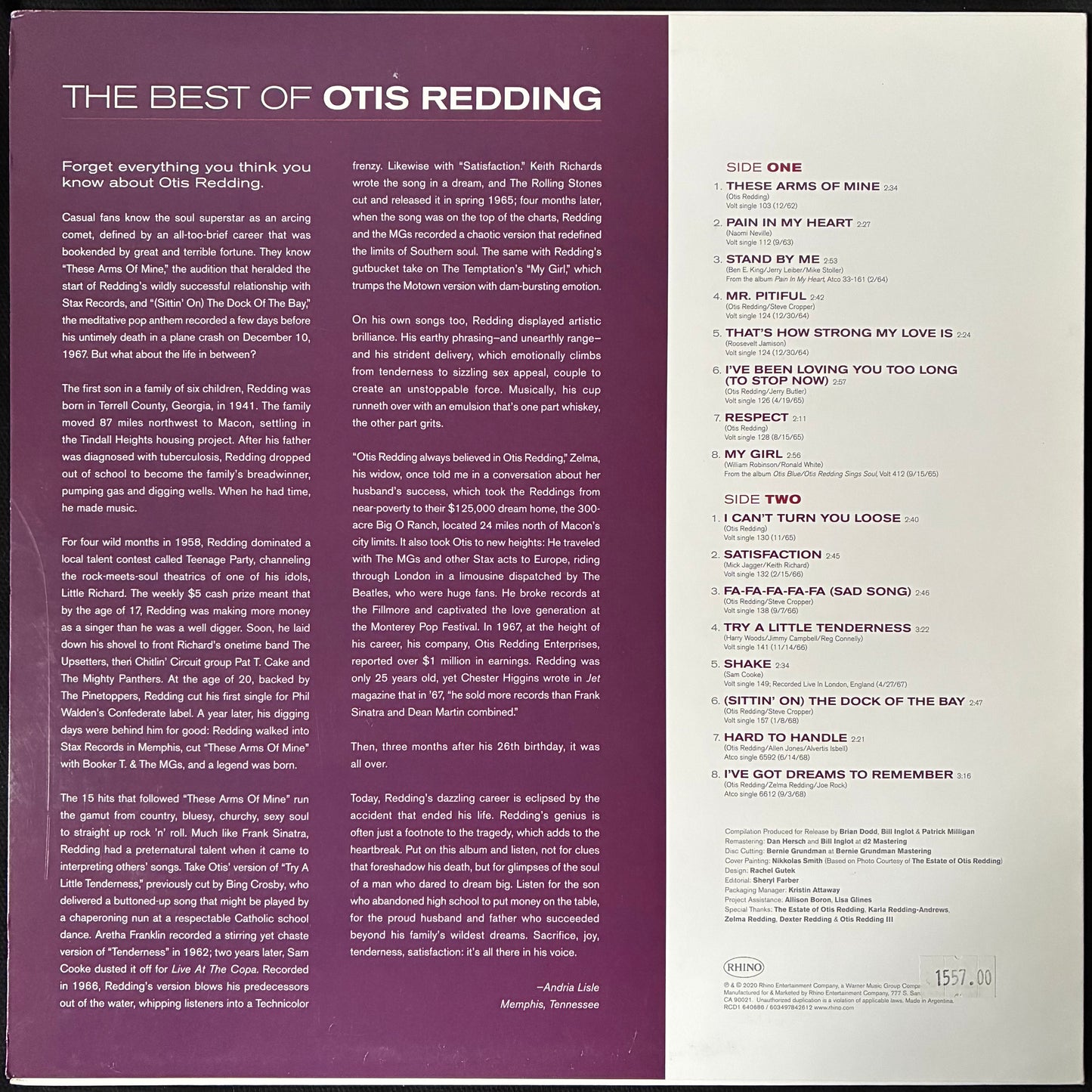 OTIS REDDING - THE BEST OF OTIS REDDING (BLUE COLOURED) (USED VINYL 2020 US M-/M-)
