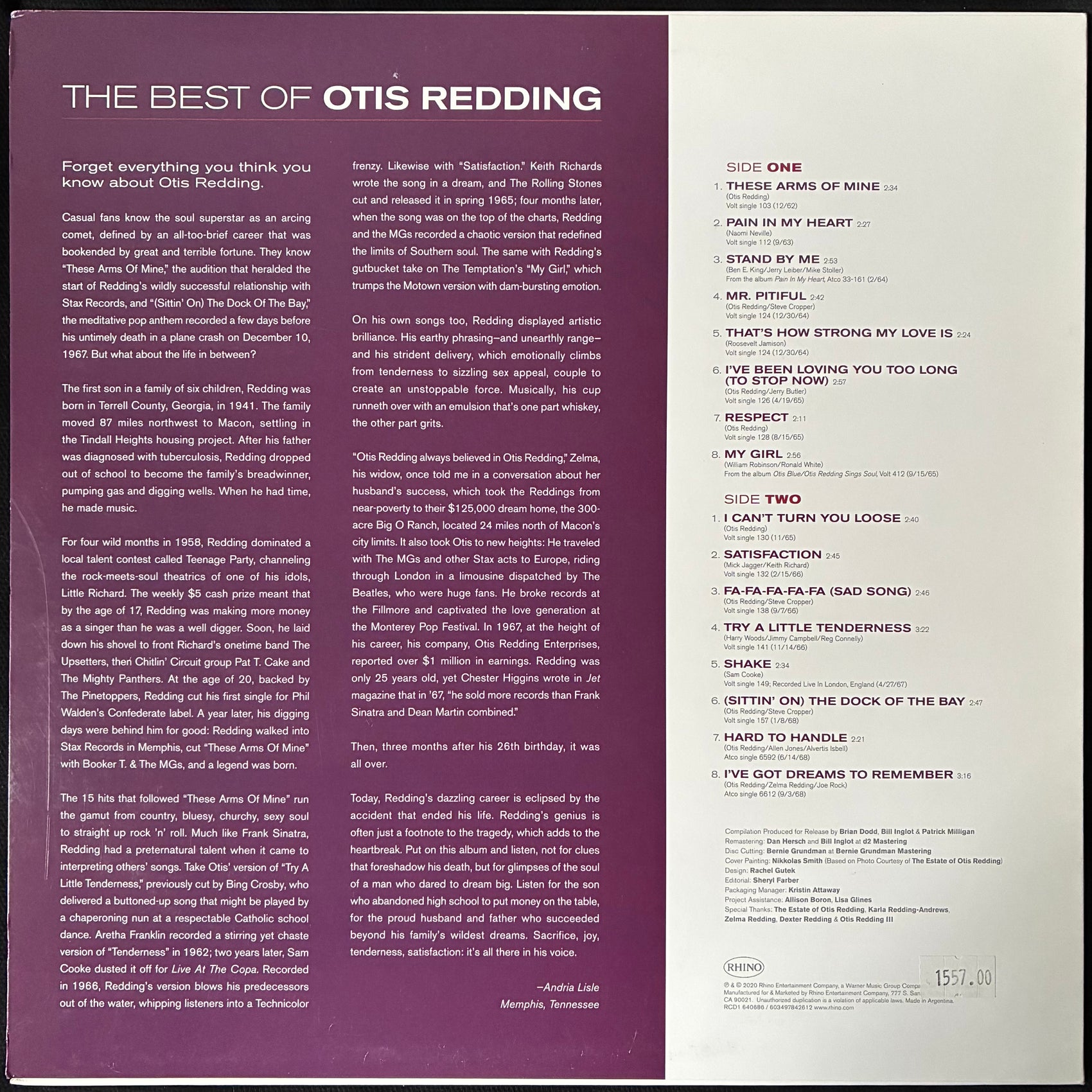 OTIS REDDING - THE BEST OF OTIS REDDING (BLUE COLOURED) (USED VINYL 2020 US M-/M-)