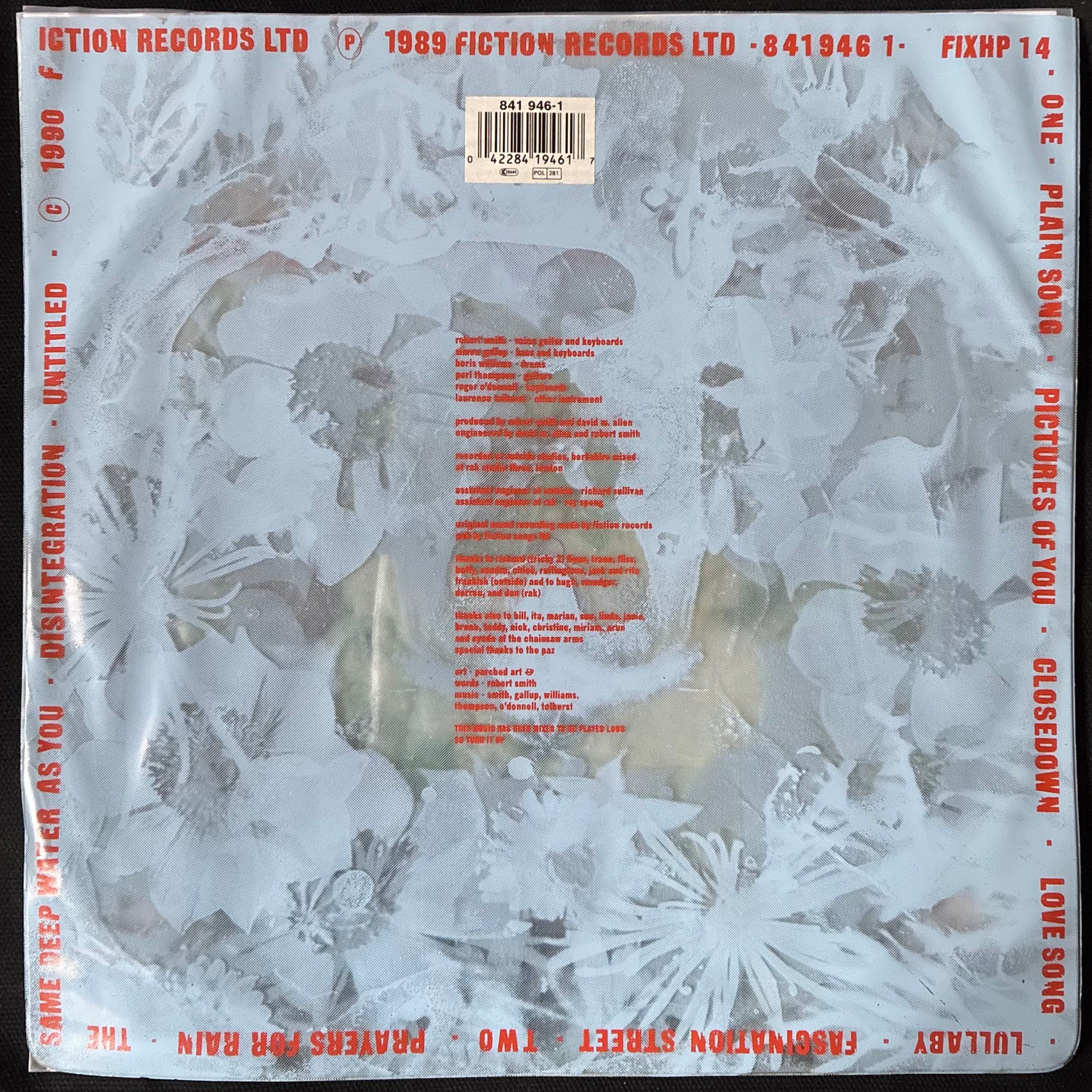 CURE - DISINTEGRATION (PICTURE DISC) (USED VINYL 1990 UK M-/M-)