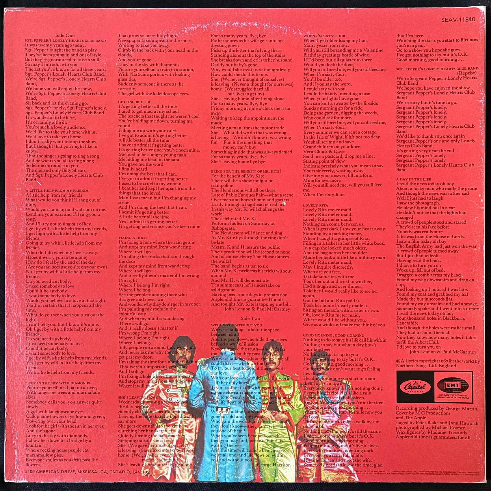 BEATLES - SGT. PEPPER'S LONELY HEARTS CLUB BAND (GREY SWIRL COLOURED) (USED VINYL 1978 CANADA M-/EX+)