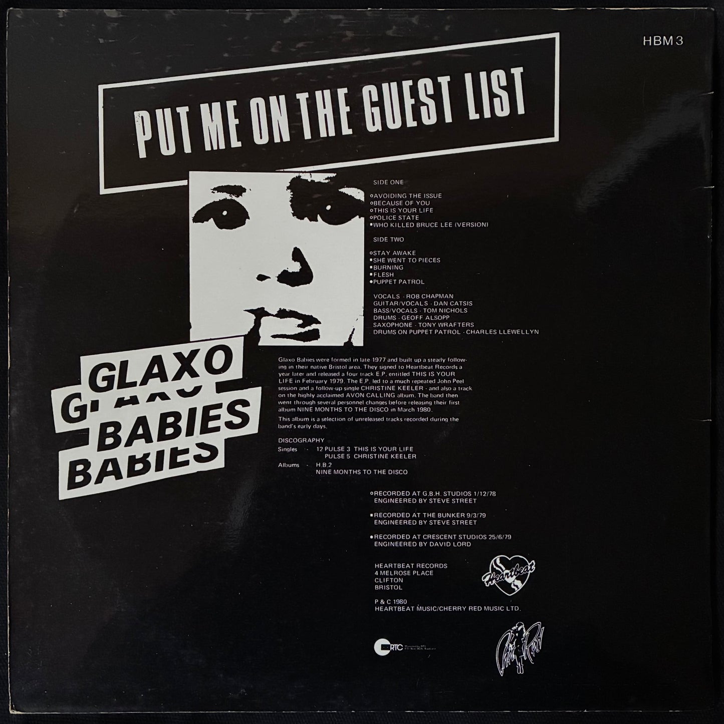 GLAXO BABIES - PUT ME ON THE GUEST LIST (USED VINYL 1980 NZ EX+/EX+)