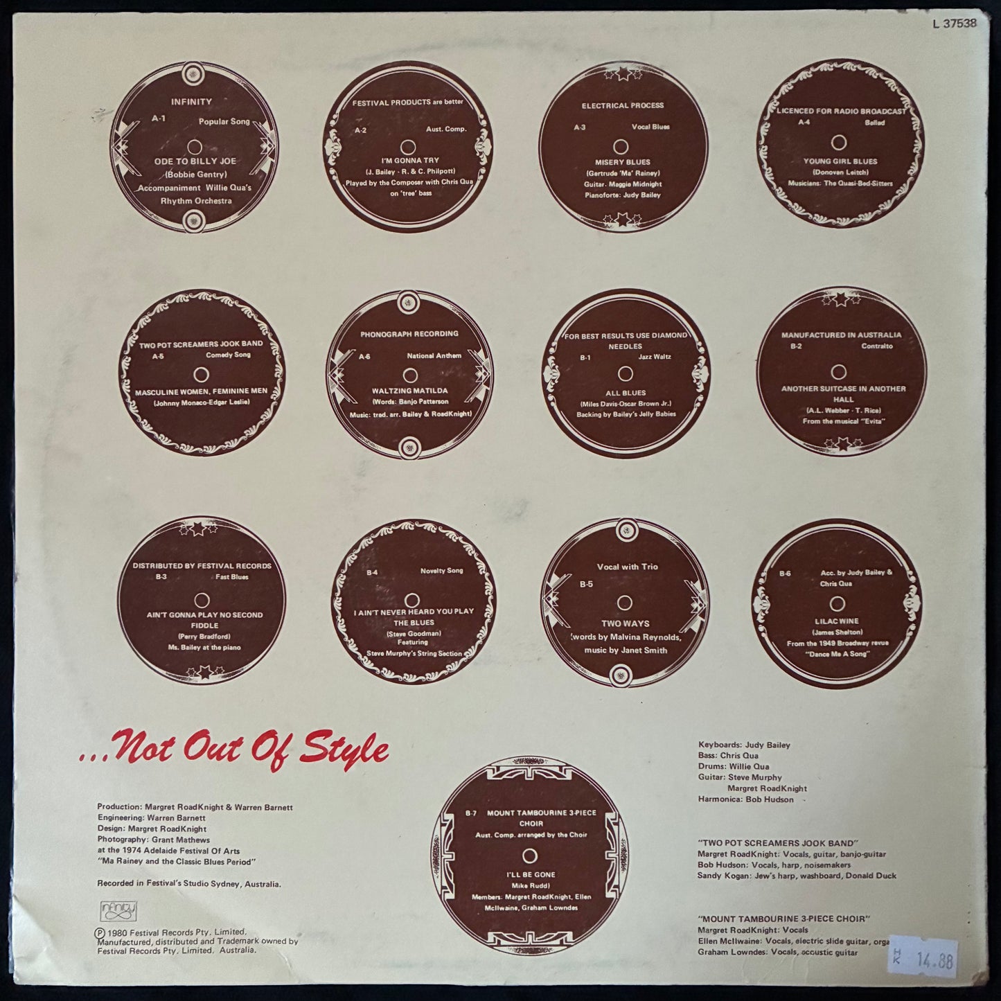 MARGRET ROADKNIGHT - OUT OF FASHION NOT OUT OF STYLE (USED VINYL 1980 AUS M-/EX)