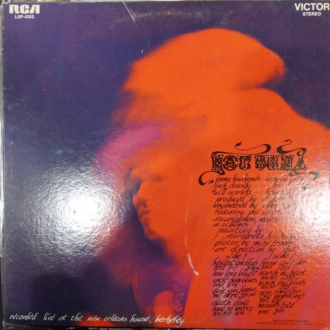 HOT TUNA - RECORDED LIVE AT THE NEW ORLEANS HOUSE, BERKELEY (USED VINYL 1970 U.S. EX+ EX-)