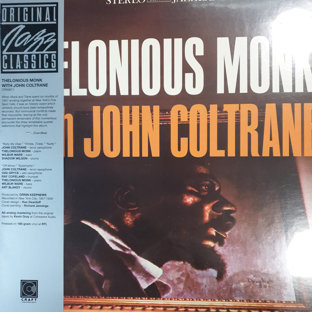 THELONIOUS MONK - WITH JOHN COLTRANE (ORIGINAL JAZZ CLASSICS PRESSING) VINYL