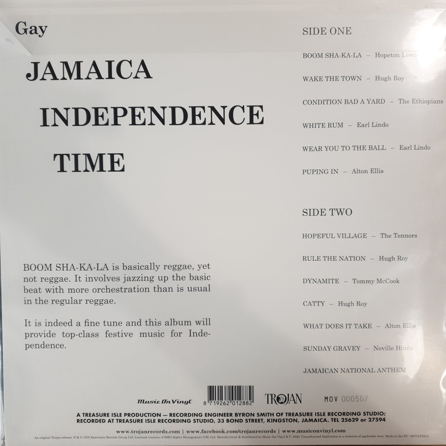 VARIOUS ARTISTS - GAY JAMAICA INDERPENDANCE TIME (ORANGE COLOURED) VINYL