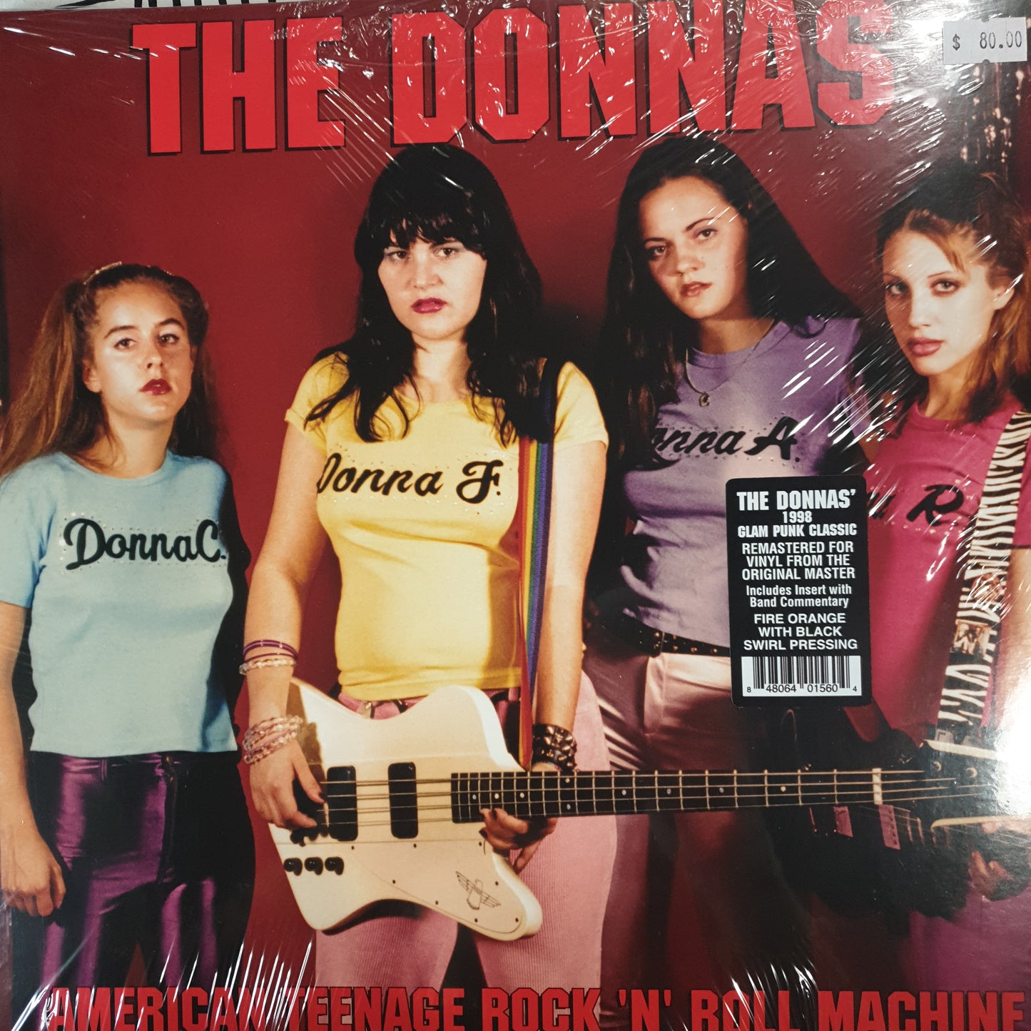 DONNAS - AMERICAN TEENAGE ROCK N ROLL MACHINE (FIRE WITH BLACK SWIRL COLOURED) VINYL
