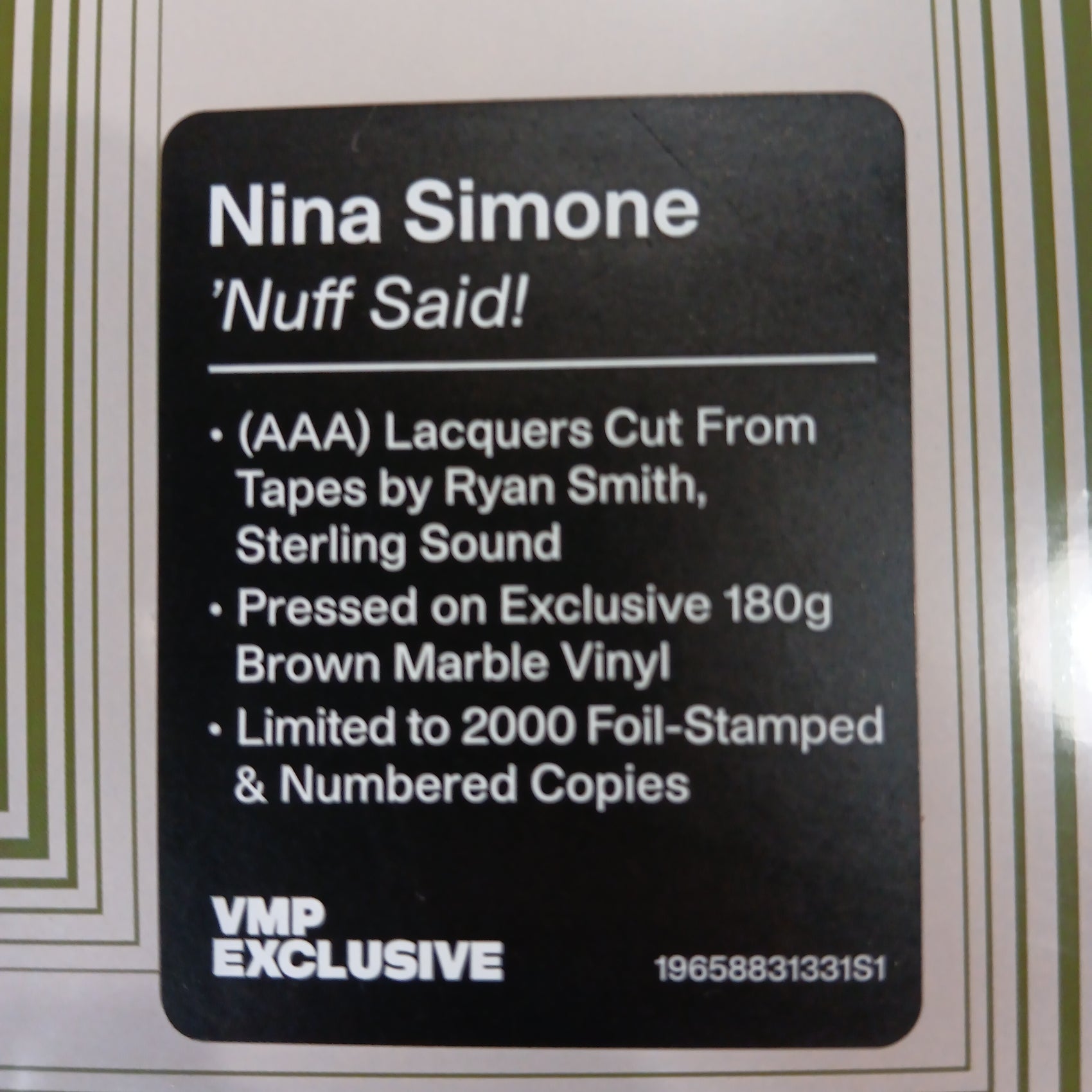 NINA SIMONE - NUFF SAID (BROWN MARBLE COLOURED) (VMP PRESSING) VINYL