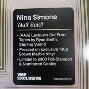 NINA SIMONE - NUFF SAID (BROWN MARBLE COLOURED) (VMP PRESSING) VINYL
