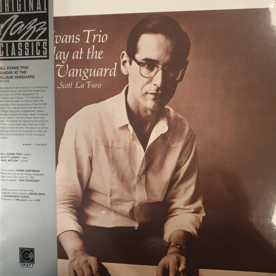 BILL EVANS TRIO - SUNDAY AT THE VILLAGE VANGUARD (ORIGINAL JAZZ CLASSIC) VINYL