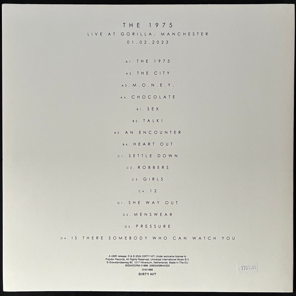 1975 - LIVE AT GORILLA, MANCHESTER 01.02.2023 (2LP) (WHITE COLOURED) (USED VINYL 2024 EU M-/EX+)