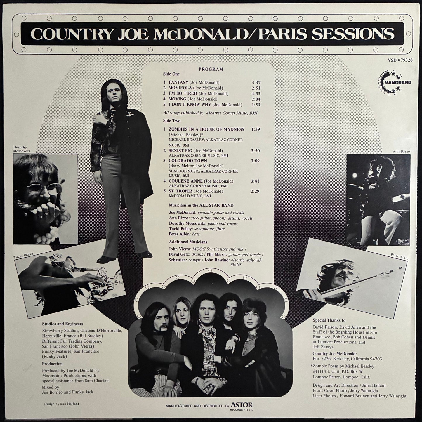 COUNTRY JOE MCDONALD - PARIS SESSONS (USED VINYL 1973 AUS M-/M-)