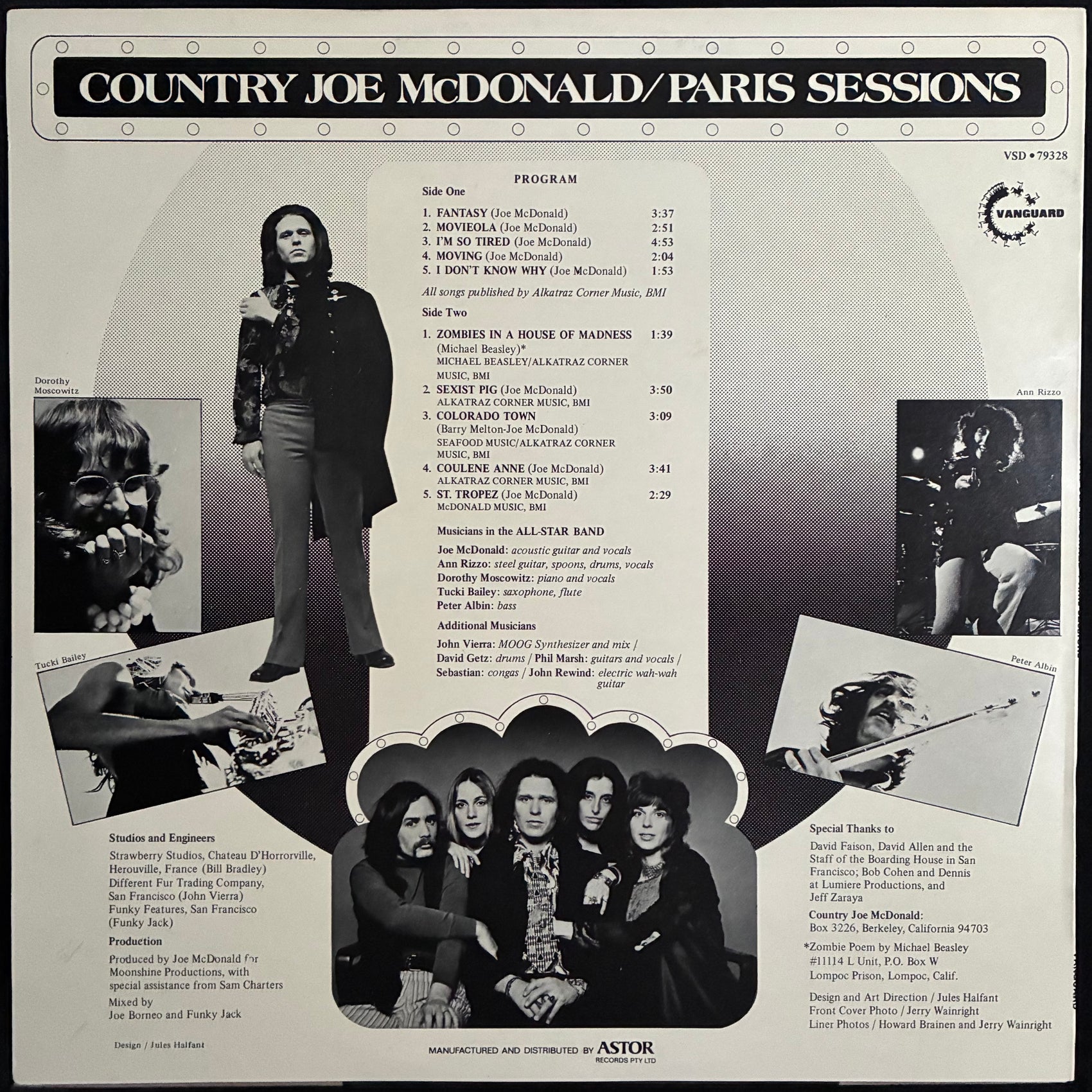 COUNTRY JOE MCDONALD - PARIS SESSONS (USED VINYL 1973 AUS M-/M-)