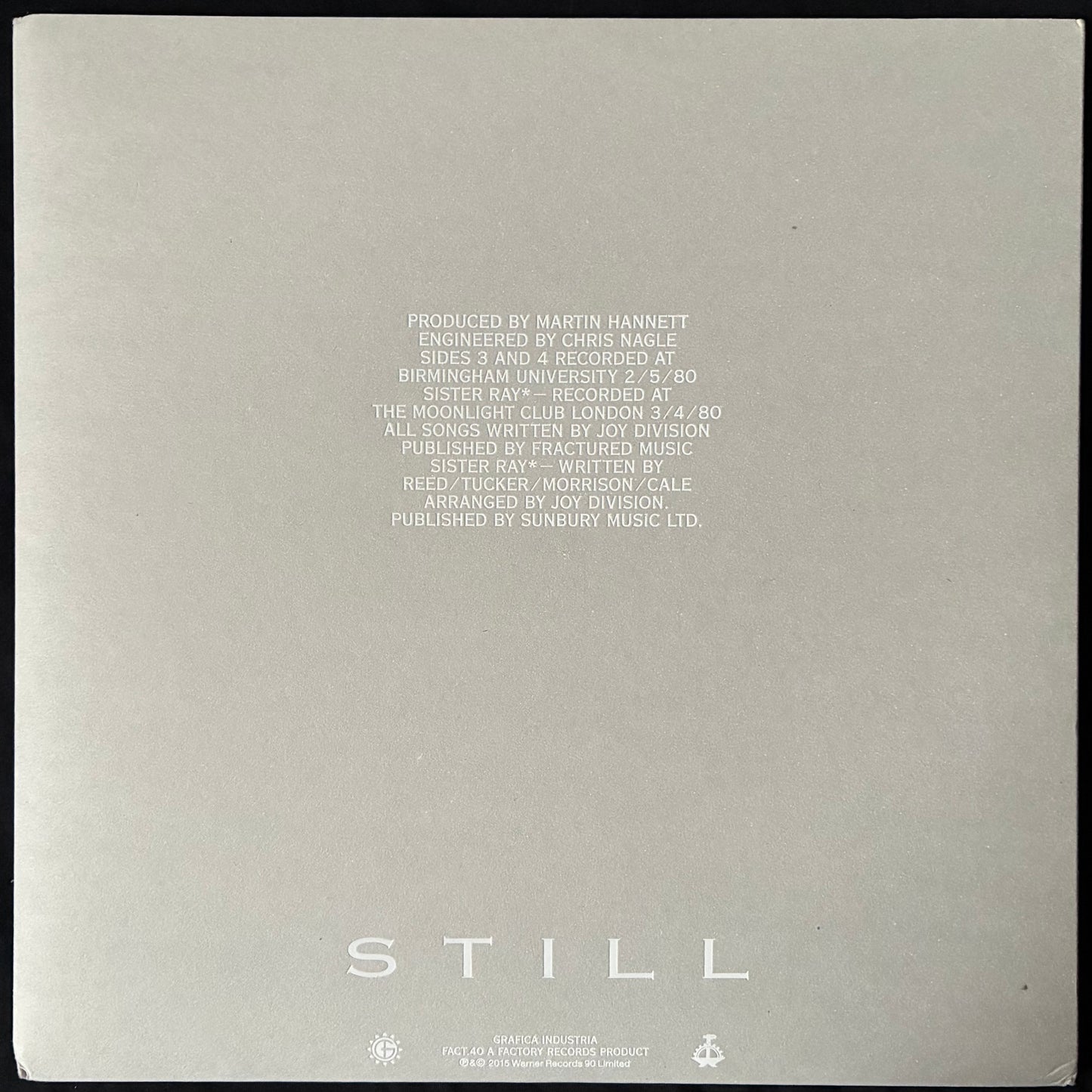 JOY DIVISION - STILL (2LP) (180GM) (USED VINYL 2015 M-/M-)