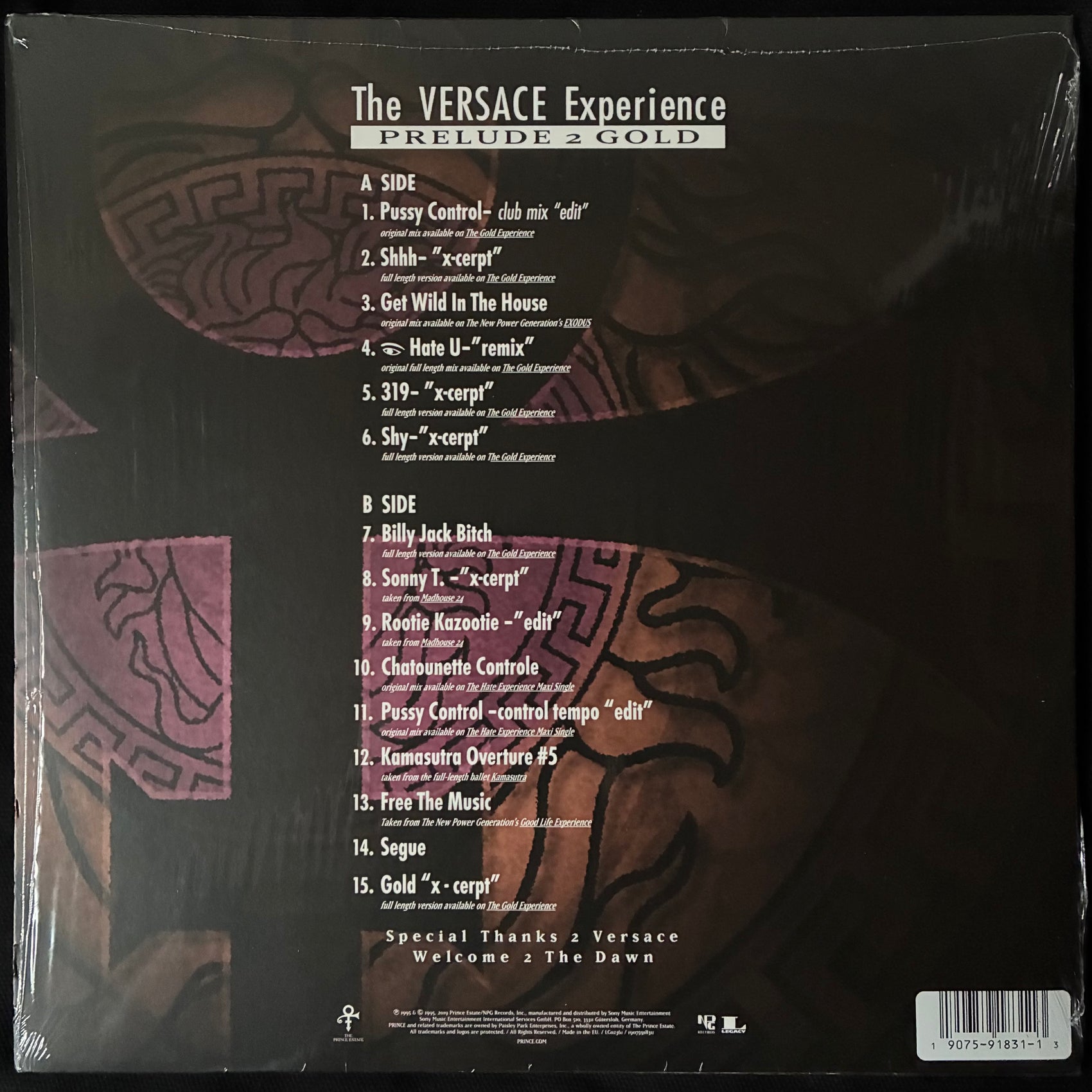 PRINCE - THE VERSACE EXPERIENCE : PRELUDE 2 GOLD (PURPLE COLOURED) (USED VINYL 2019 EU M-/M-)