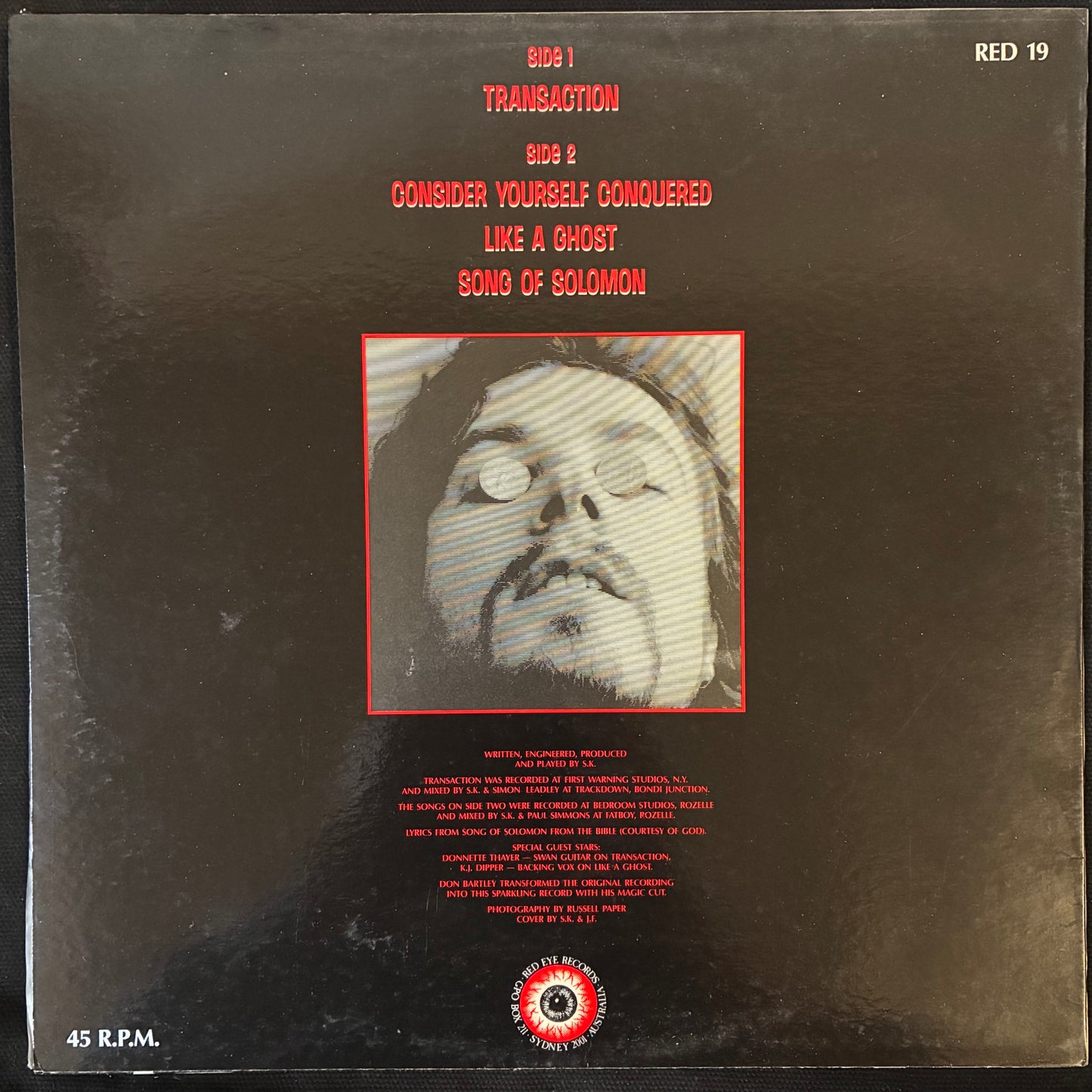 STEVE KILBEY - TRANSACTION (USED VINYL 1989 AUS 12" M-/M-)