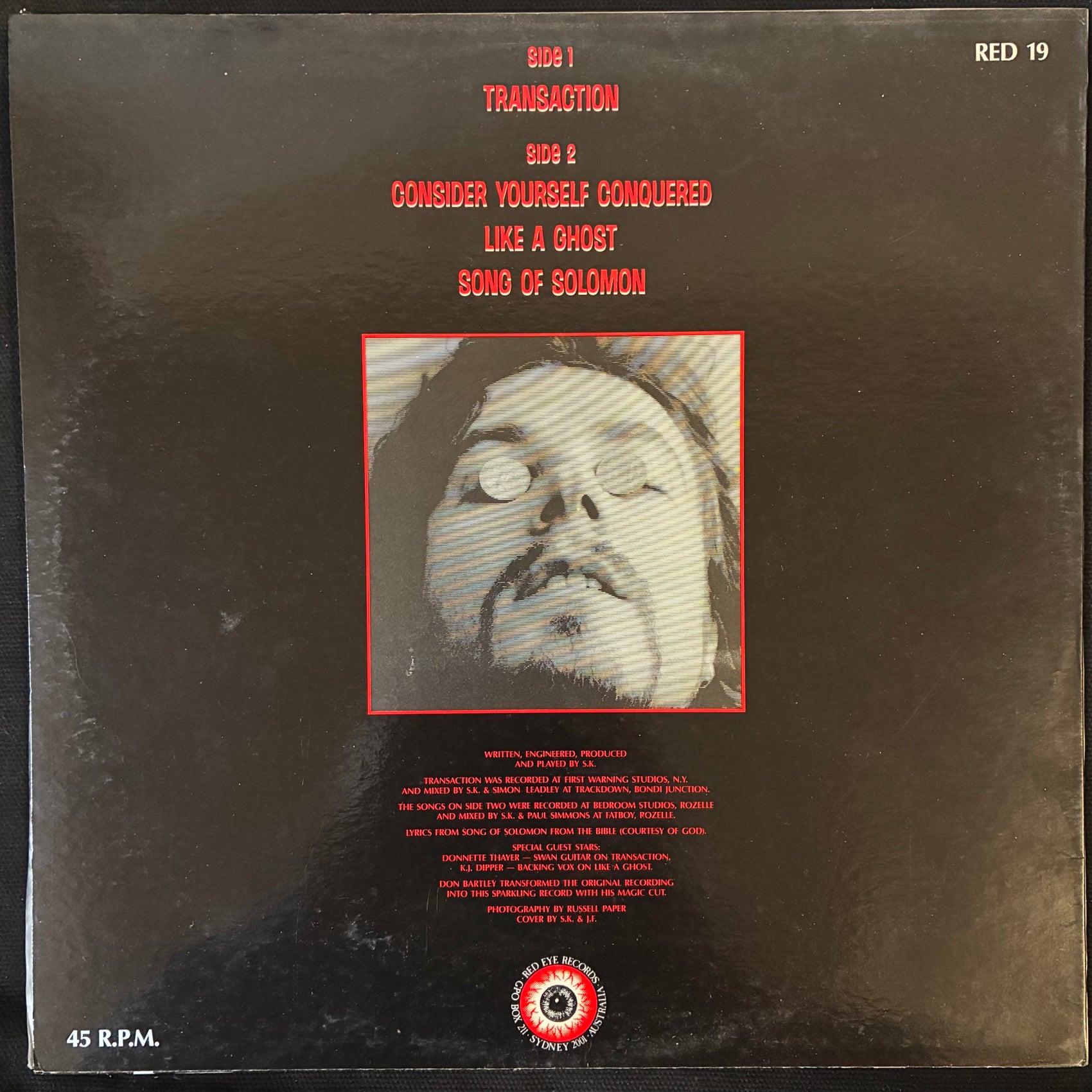 STEVE KILBEY - TRANSACTION (USED VINYL 1989 AUS 12" M-/M-)