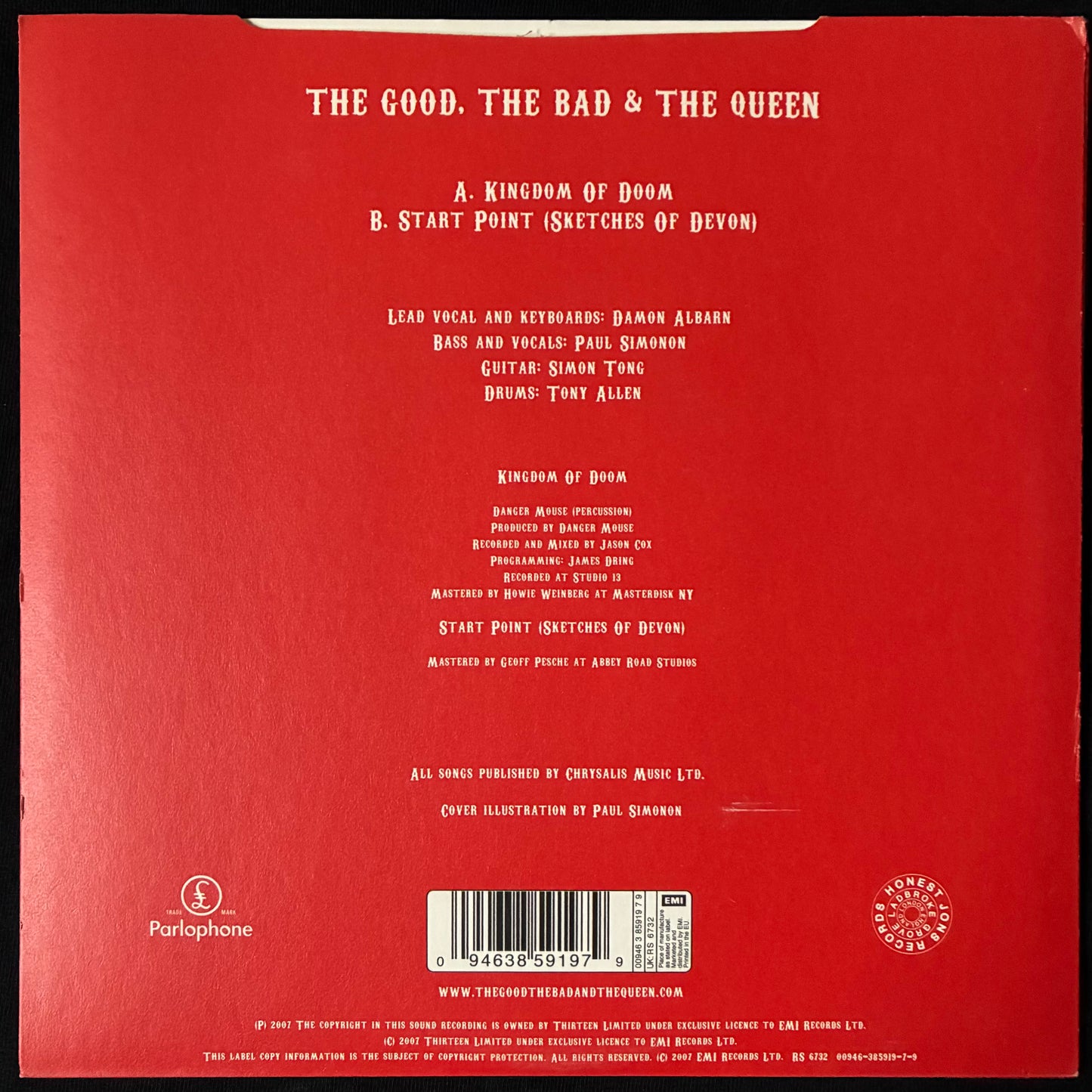 GOOD, THE BAD & THE QUEEN - KINGDOM OF DOOM (2 X 7") (USED VINYL 2007 UK M-/M-)