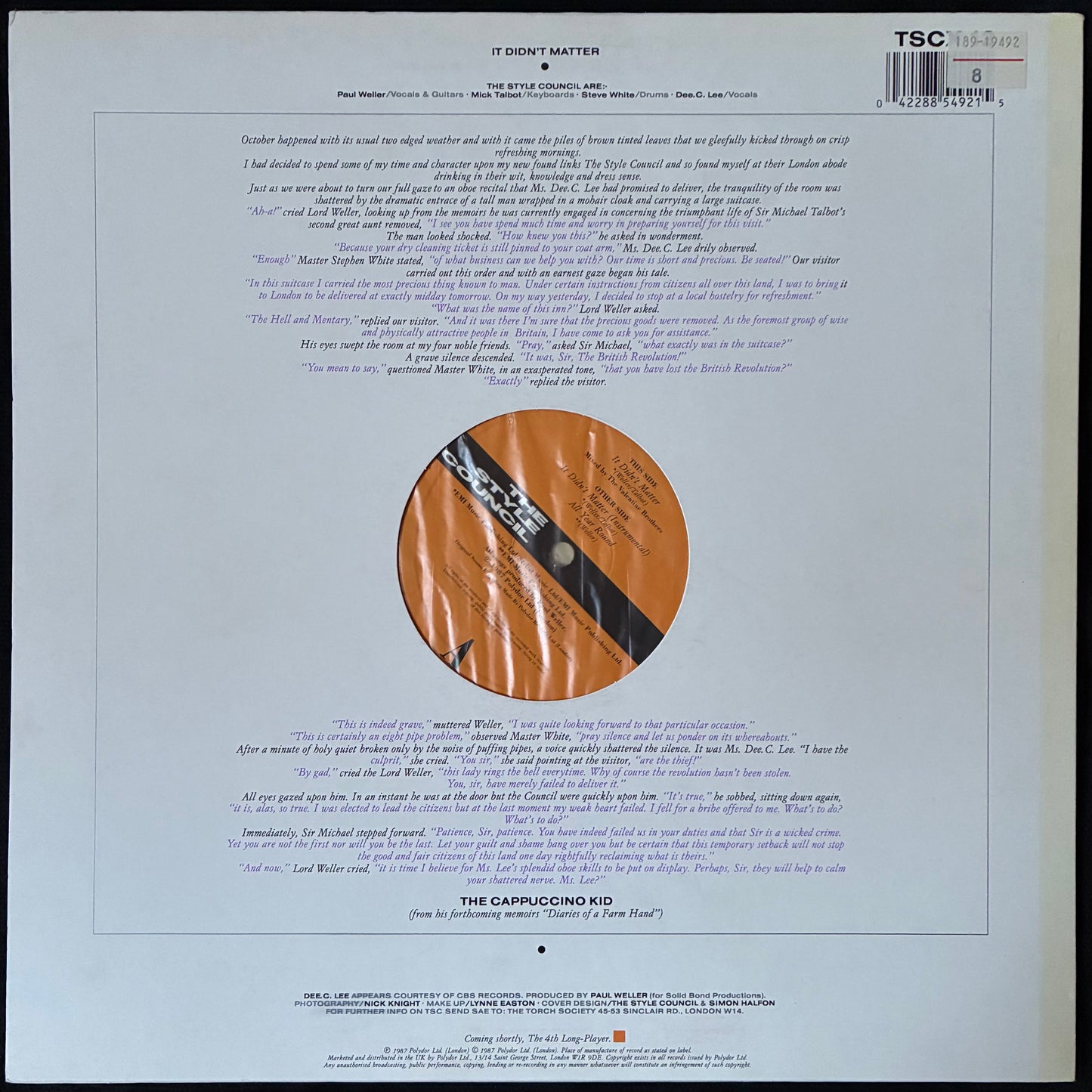 STYLE COUNCIL - STYLE COUNCIL (12") (USED VINYL 1987 UK M-/M-)