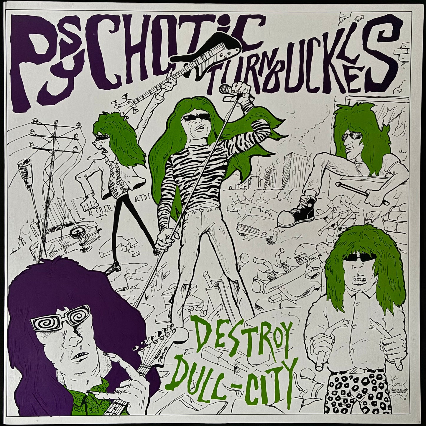 PSYCHOTIC TURNBUCKLES - DESTROY DULL-CITY (MLP) (USED VINYL 1986 AUS M-/M-)