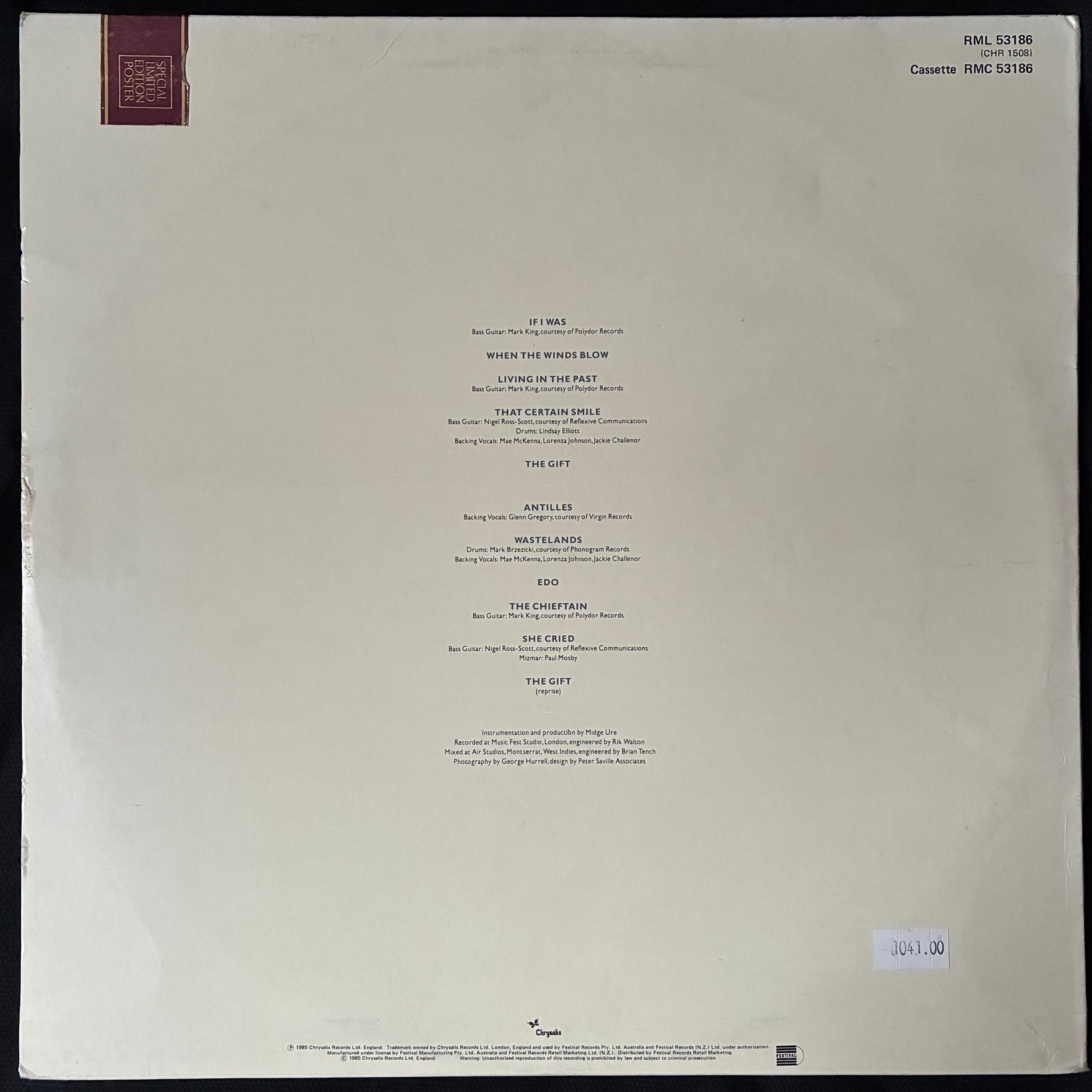 MIDGE URE - THE GIFT (USED VINYL 1985 AUS M-/EX)