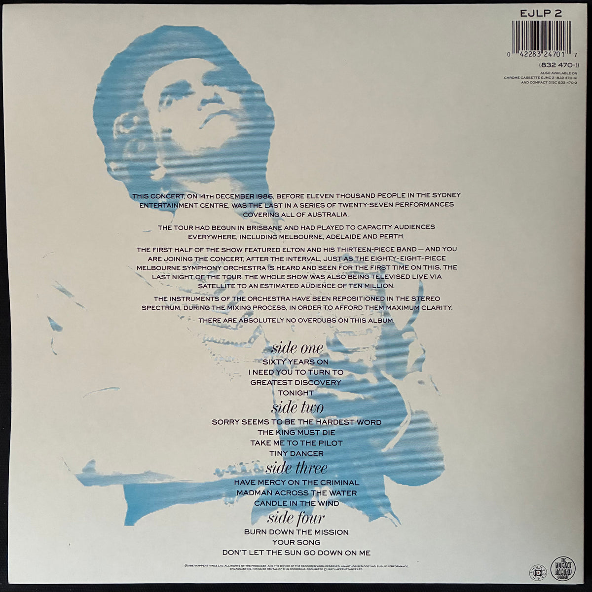 ELTON JOHN - LIVE IN AUSTRALIA WITH THE MELBOURNE SYMPHONY ORCHESTRA (2LP BOX SET) (USED VINYL 1987 UK M-/M-)
