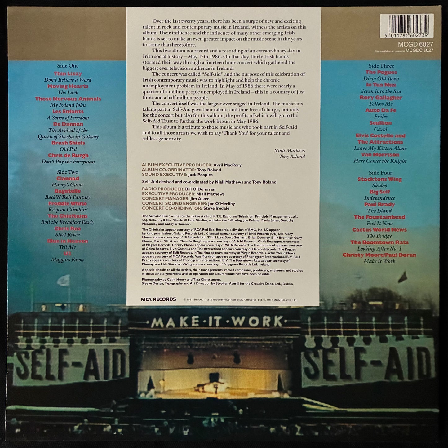 VARIOUS ARTISTS - LIVE FOR IRELAND (2LP) (USED VINYL 1987 UK M-/M-)