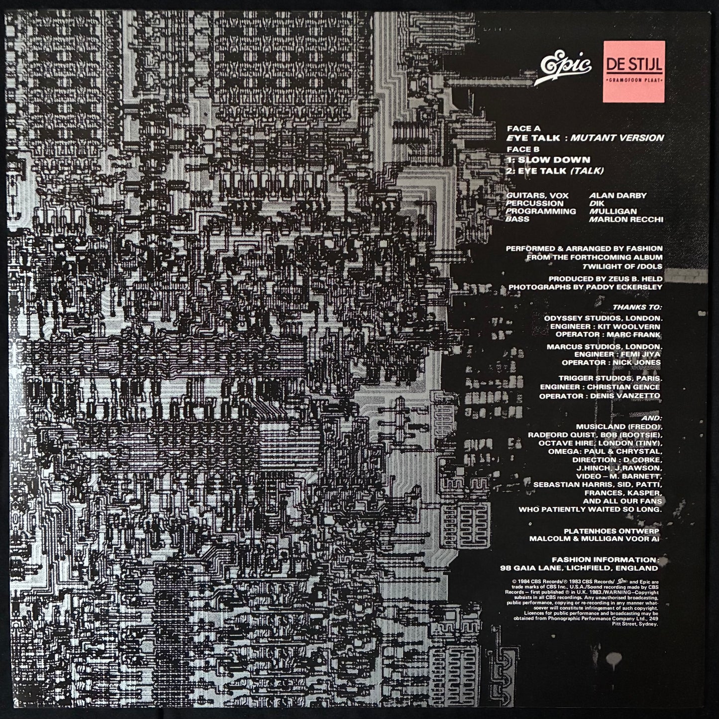 FASHION - EYE TALK (12") (USED VINYL 1983 AUS M-/M-)