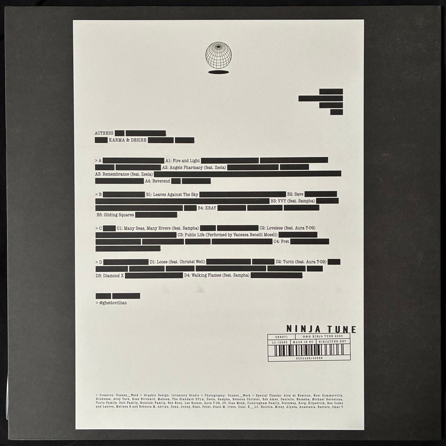 ACTRESS - KARMA & DESIRE (2LP) (CLEAR VINYL) (USED VINYL 2020 EU M-/M-)