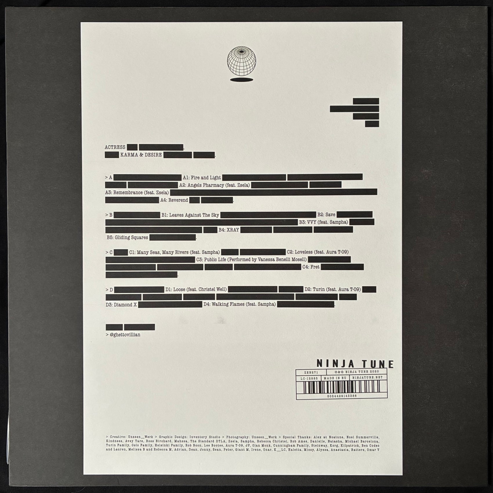 ACTRESS - KARMA & DESIRE (2LP) (CLEAR VINYL) (USED VINYL 2020 EU M-/M-)