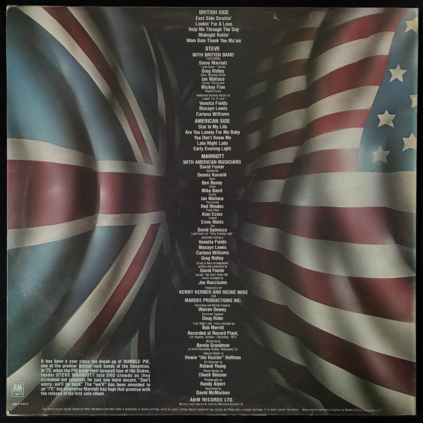 STEVE MARRIOTT - MARRIOTT (USED VINYL 1976 UK EX+/EX+)