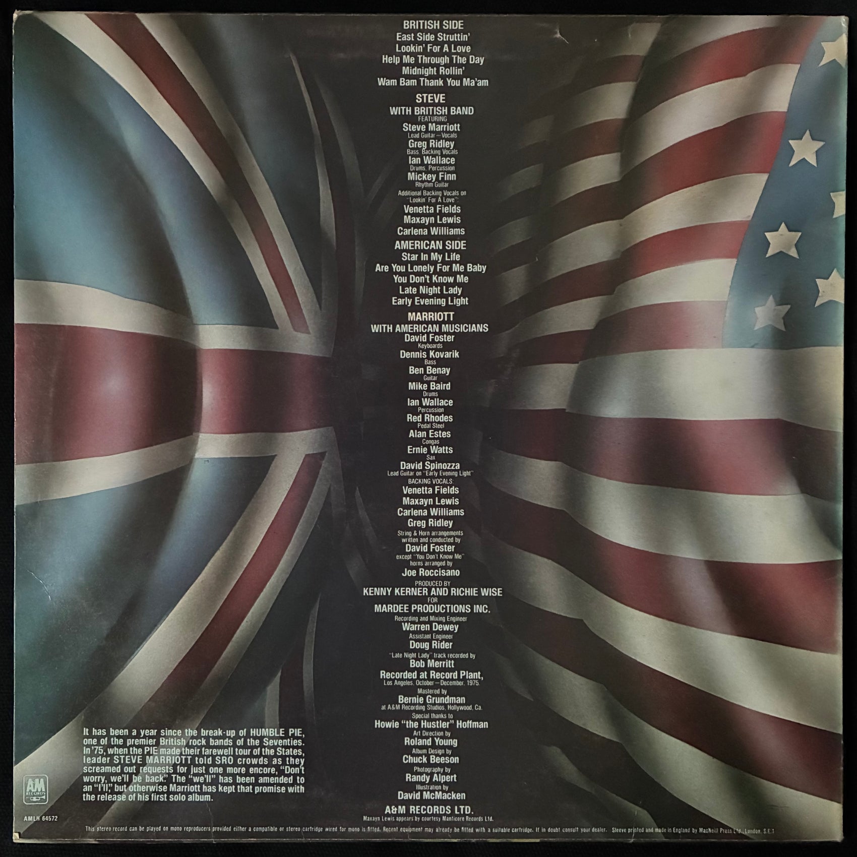 STEVE MARRIOTT - MARRIOTT (USED VINYL 1976 UK EX+/EX+)
