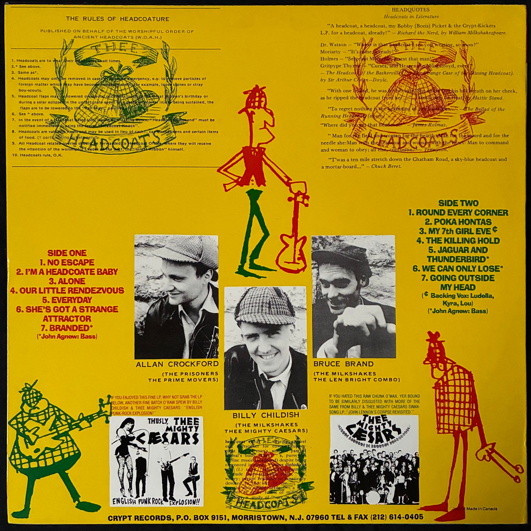 THEE HEADCOATS - THE EARLS OF SUAVEDOM (USED VINYL 1989 US M-/M-)